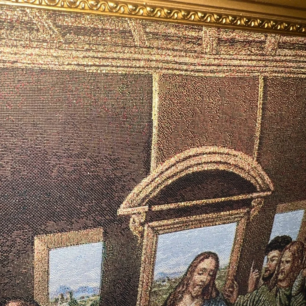 Royal Gallery‎ Las Vegas Last Supper Framed Tapestry Art Gold Ornate Frame 15x27